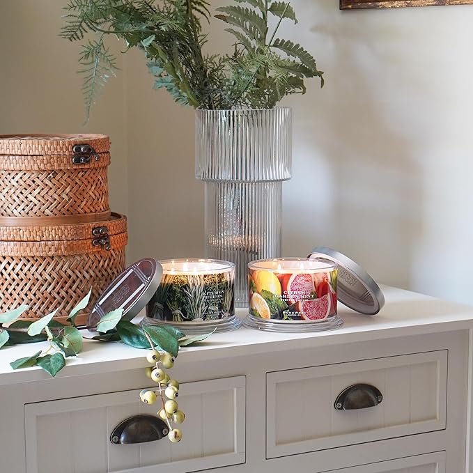 HomeWorx by SLATKIN + CO. Candle- Citrus Garden Mint, 18 oz. Premium Scented Candle - 30-55 Hours Burn Time