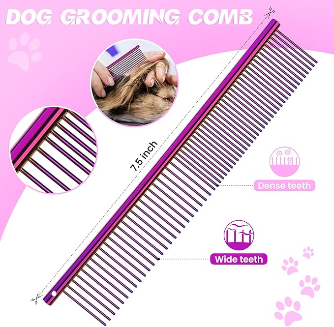 JASON Professional 6 in 1 Dog Scissors Kit - Straight, Thinning, Chunker, Curved Shears and Comb for Long Short Hair and Cat