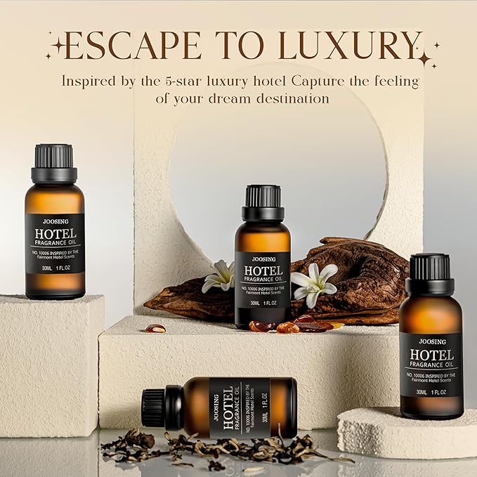 Hotel Diffuser Oils Gift Set, Joosing Hotel Scent Essential Oils 4 x 30ml Large Bottles (4 Fl Oz Total), Premium Fragrance Oil No. 10006 The Fairmont for Aromatherapy Diffusers and Humidifiers