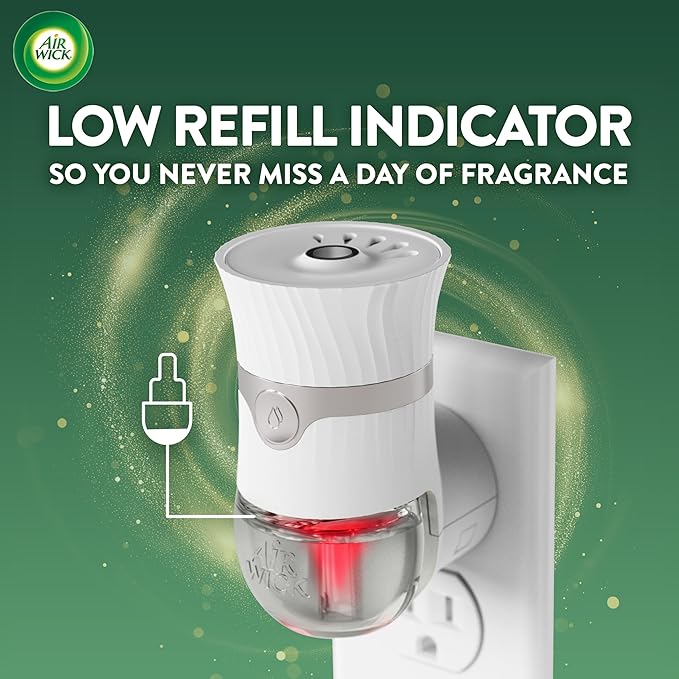 Air Wick Plug In Scented Oil Refill, Infused with Essential Oils, Plug In Air Fresheners for Home, Fresh Pine & Juniper, 4 ct