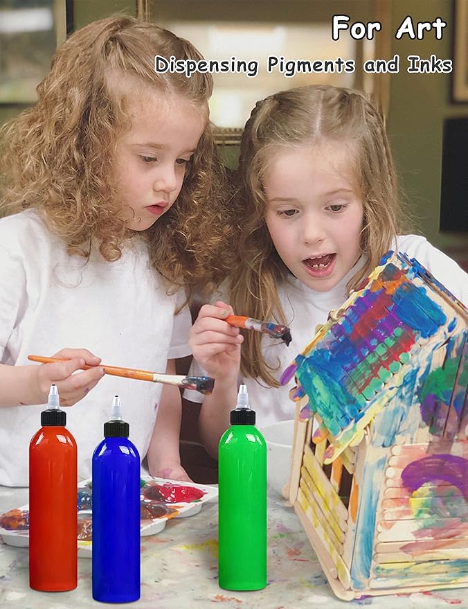 12 Pcs 8oz Plastic Squeeze Bottles with Twist Top Cap, 250ml Clear Dispensing Bottles, Empty Squirt Bottle for Liquids, Sauces, Arts, Crafts, Travel