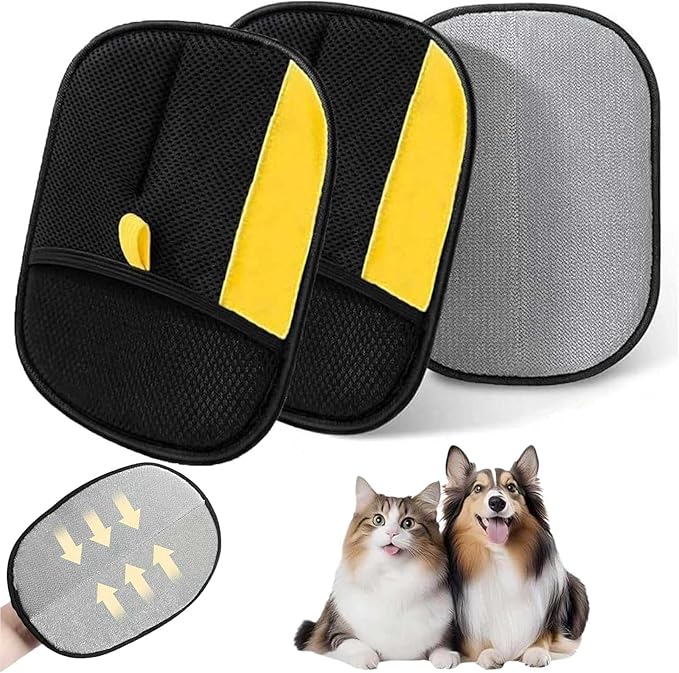 Pet Hair Removal Glove Reusable Electrostatic Gloves Pet Hair Remover for Cats Dogs Carpet Couch 2025 New Grooming Glove Tool（2PCS）