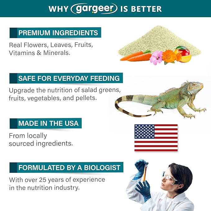 2oz Iguana Salad Topper. Supercharge Juveniles & Adults Appetite, Health & Immune System. Complete Diet Food Supplement, Rich with Vitamins & Minerals, Amino & Antioxidants, Made in The USA. Enjoy!