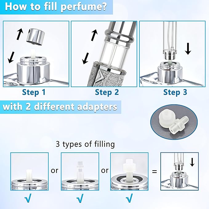 Refillable Travel Perfume Atomizer Bottle - 5ml Luxury Pocket Perfume Dispenser Pump, Travel Perfume Atomiser, Cologne Dispenser, Portable Size Sprayer Bottle for Traveling (Gray)