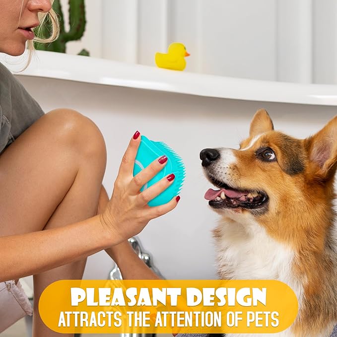 Dog Bath Brush with Soap Dispenser - Silicone Dog Scrubber for Bath Dogs Shampoo Brush Scrubber Dogs Soap Dispenser Exfoliating Shampoo Massage Brush