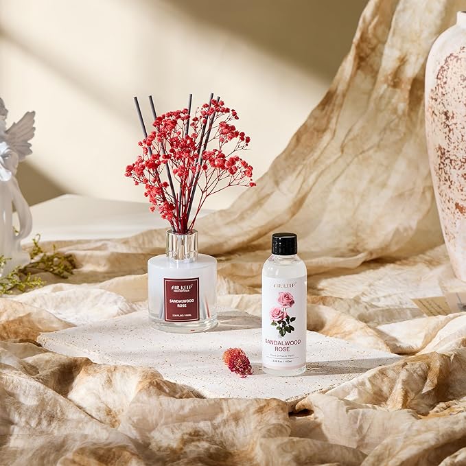 Airkeep Reed Diffuser Oil Refill/Sandalwood Rose/3.38oz（100ml/1 Pack/Scented Oil Refill for Reed Diffuser Home Fragrance for Bedroom, Bathroom Office Home Decor