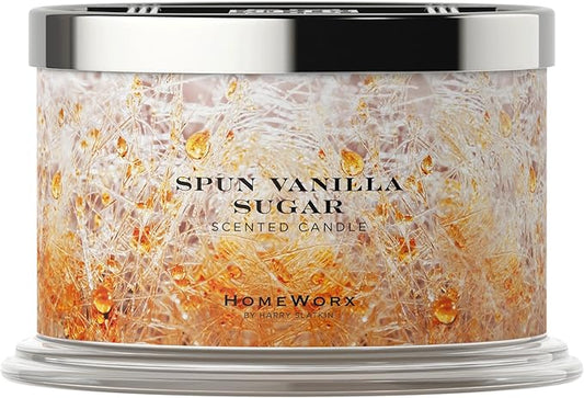 HomeWorx by SLATKIN + CO. Candle- Spun Vanilla Sugar, 18 oz. Premium Scented Candle - 30-55 Hours Burn Time