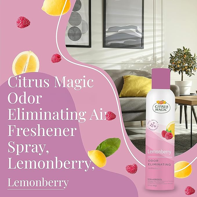 Citrus Magic Odor Eliminating Air Freshener Spray, Lemonberry, 3-Ounce, Pack of 3