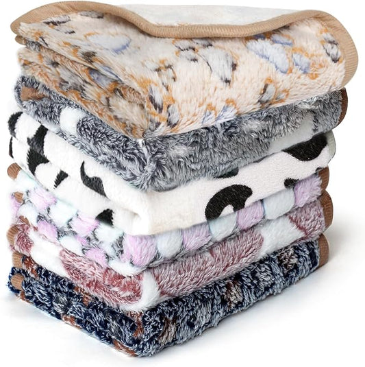 6 Pcs Washable Guinea Pig Blankets Absorbent Small Animal Fleece Bedding Cage Liners Reusable Pet Pee Pad Sleep Mat Pad Cover for Hamster Ferret Rabbit Chinchilla Hedgehog (24" x 35")