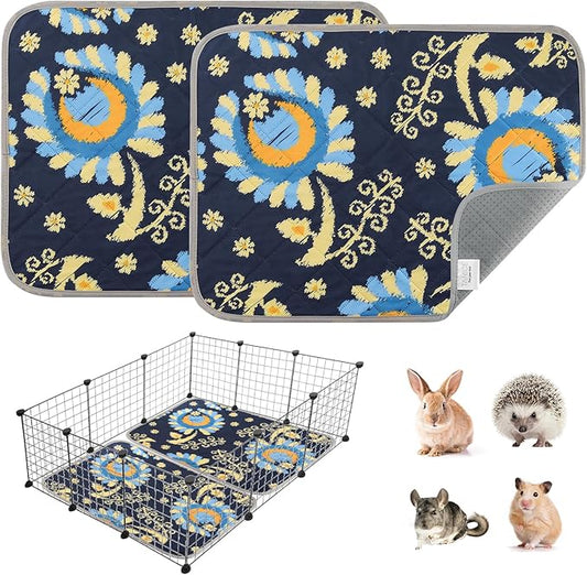 Tanice Guinea Pig Cage Liner, 2 Pack Guinea Pig Mats, Reusable Rabbit Cage Liner, Washable Guinea Pig Pee Pads for Small Animals 18" x 24"