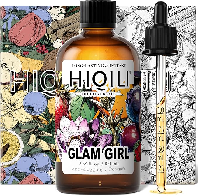 HIQILI Diffuser Oil for Humidifier & Reed Diffusers, Suitable for Home and Other Scenarios, Long Lasting Scent - Glam Girl, 3.38 Fl Oz