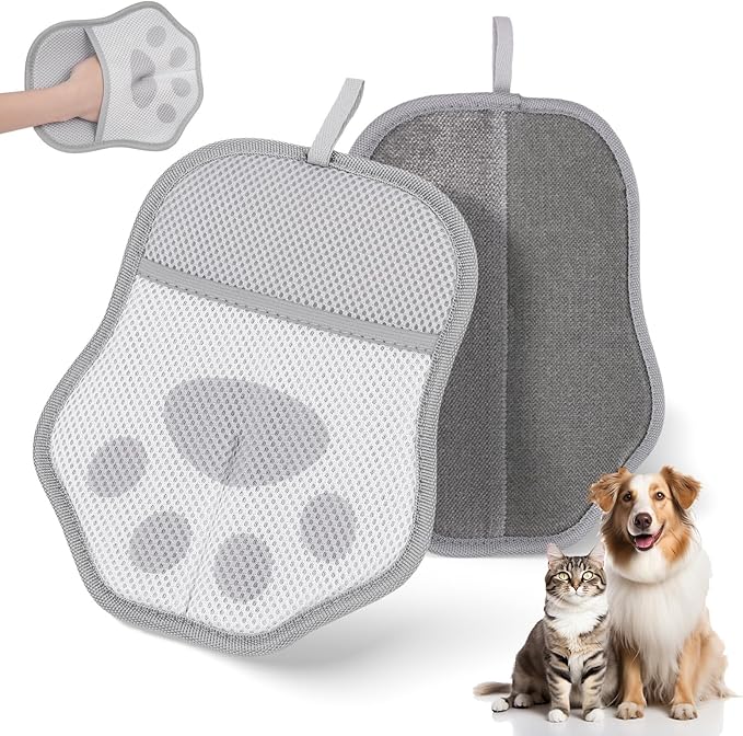 Electrostatic Pet Hair Removal Glove Brush, Newly Upgraded Reusable and Washable Cats & Dogs Hair Removal Glove, Pet Hair Removal Tool for Clothing, Couch, Carpet, Car Seat, 1 Pcs Grey