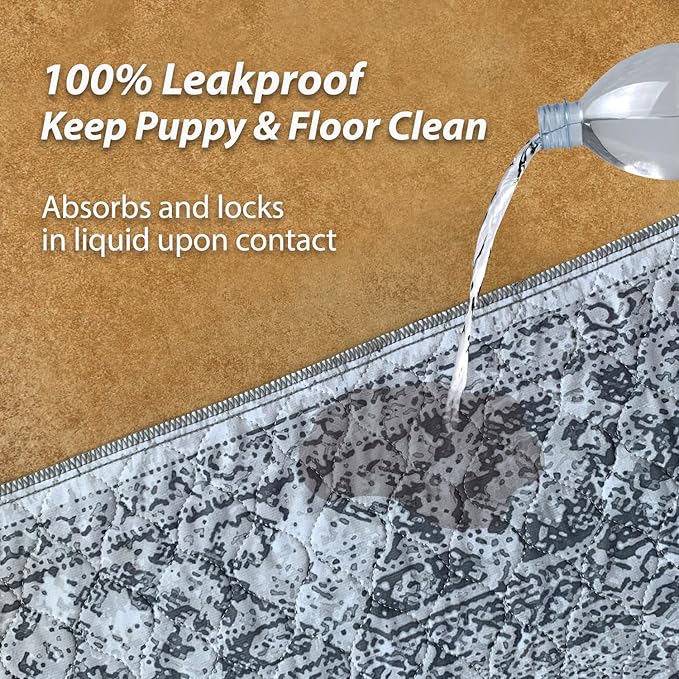 nunubaby 4PACK Washable Pee Pads for Dogs, Stylish, Non-Slip and Leak-Proof Pee Pads. Reusable Potty Pads for Dogs for Crates and Floors.(Gray/Geo, 24" x36")