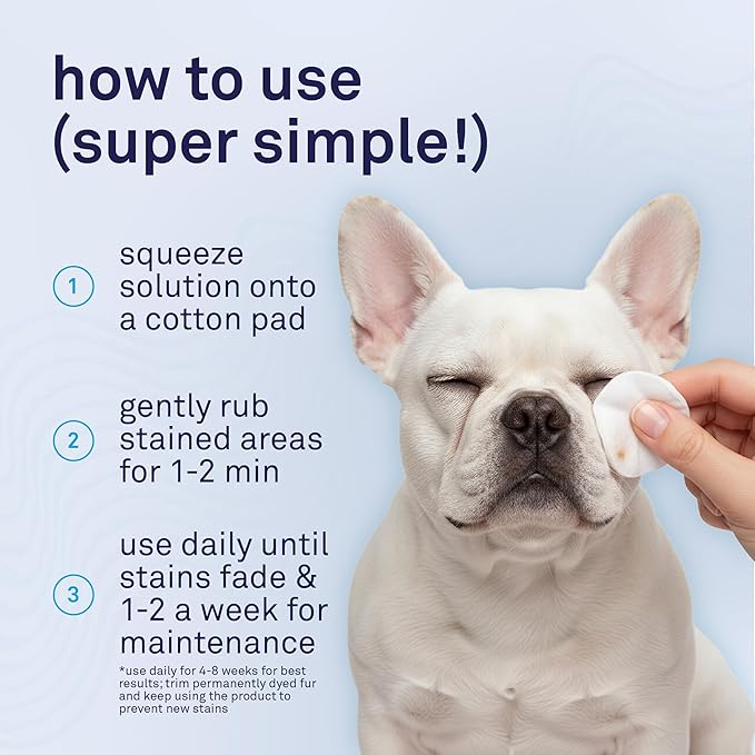 Petpost Tear Stain Remover for Dogs | 8 oz Gentle Dog Eye Cleaner Solution | Safe Dog Tear Stain Remover for White Fur & Light-Coated Breeds | Bleach Free