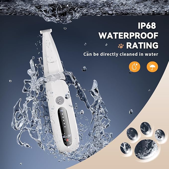 2025 New Pet Precision Trimmer, Dog Paw Trimmer with LED Light, Low Noise, IP68 Waterproof, Dual-Speed Motor, Suit for Trimming Paw, Ear, Face, Butt, Eyebrows, USB Rechageble