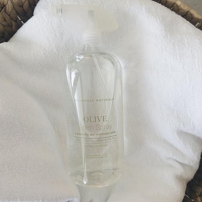 Hillhouse Naturals Linen Mist and Room Spray - Pure Essential Oils for a Pillow and Fabric Spray - Aromatherapy Spray for Relaxation and Sleep - 1 liter (Olive)