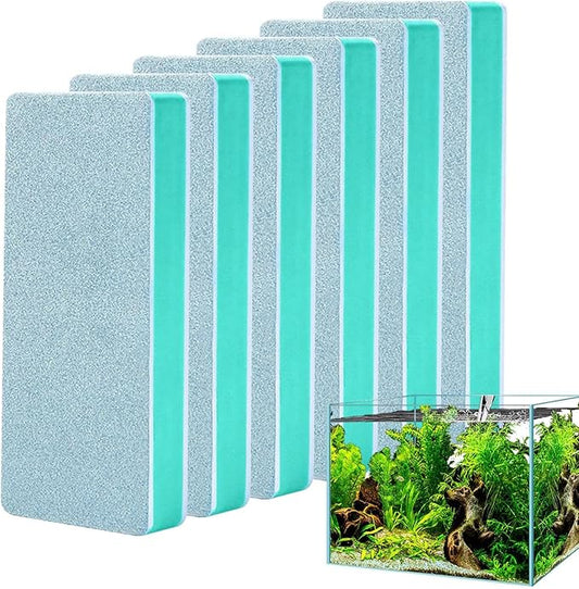 6Pcs Fish Tank Cleaning Pad - 9x4x1.2cm Aquariums Sponge, Stain Removal Aquarium Scrub Pad, AquariumGlass Cleaner Tank Cleaning Kit For Pond Tile Reptile Wall Shrimp Terrarium Betta Aquarium