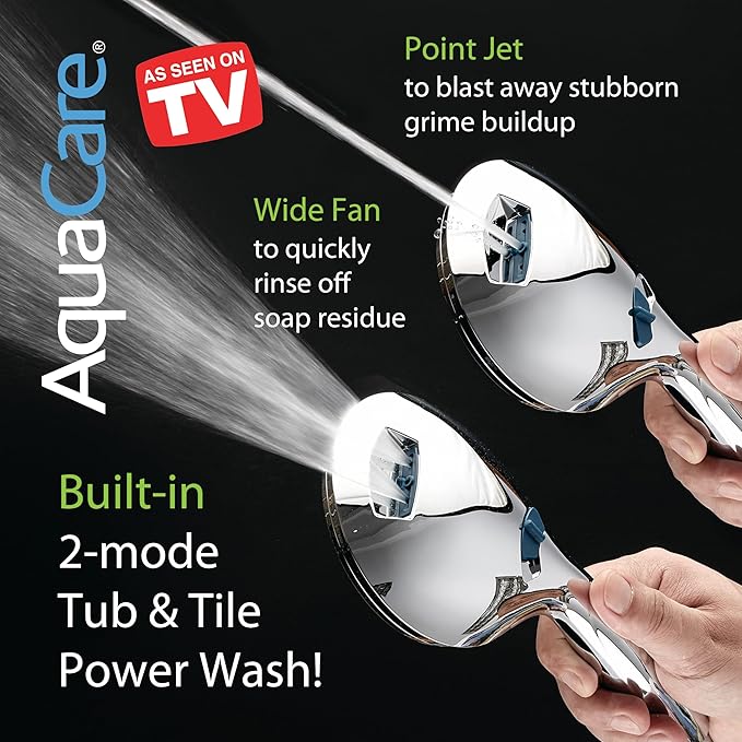 Hotel Spa AquaCare As-Seen-On-TV High Pressure 48-setting Rain & Handheld 3-way Shower Head Combo - Anti-clog Nozzles/Tub, Tile & Pet Power Wash/Extra Long 6 ft. Hose/All Chrome Finish