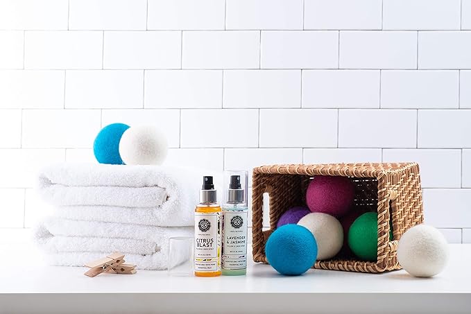 Woolzies Wool Dryer Balls Organic Big Wool Spheres Best Fabric Softener | 6-Pack XL Dryer Balls for Laundry is Made with New Zealand Wool | Use Laundry Balls for Dryer with Essential Oils (Lavender)