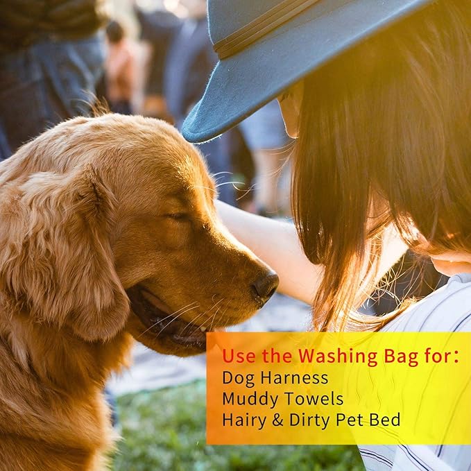 AUXSOUL 1 Pack Pet Laundry Bag, Stops Pet Hair Blocking The Washing Machine, Big Size Pet Washing Bag Ideal for Dog Cat Horse Guinea,Hair Remover Safely, 25.8 x 27.8 Inch / 65 x 70 cm, Lake Blue