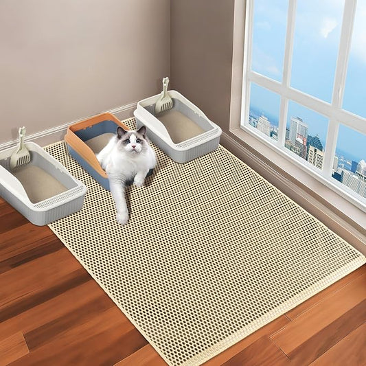 Cat Litter Box Mat-Super Large 47''x36'' Litter Trapping Mat for Cat-XXL Litterbox Matt for Floor-2 Layer Catcher Rug for Pet kitty Litterbox-Waterproof Urine Proof,Non-Slip