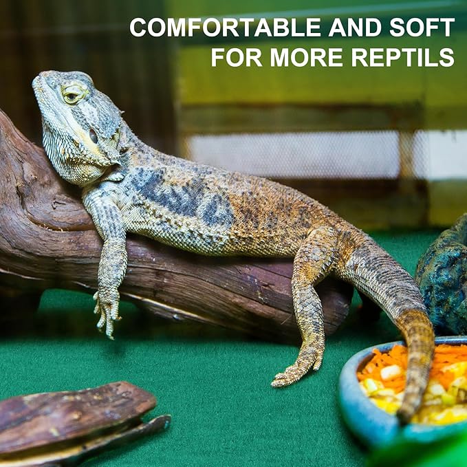 Haull 4 Pcs 24 x 47 Reptile Carpet Pet Terrarium Floor Liners Bedding Substrate Liner Supplies Reptile Cage Mat Tank Accessories for Lizard Bearded Dragon Tortoise Snake Leopard (Green)