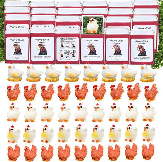 20 Set Positive Chicken Gifts Bulk Employee Appreciation Gifts Box Breathing Gift Bulk for Coworker Team Back to Desk Pets Thank You Teacher Chicken Ornaments with Cheer up Card Box