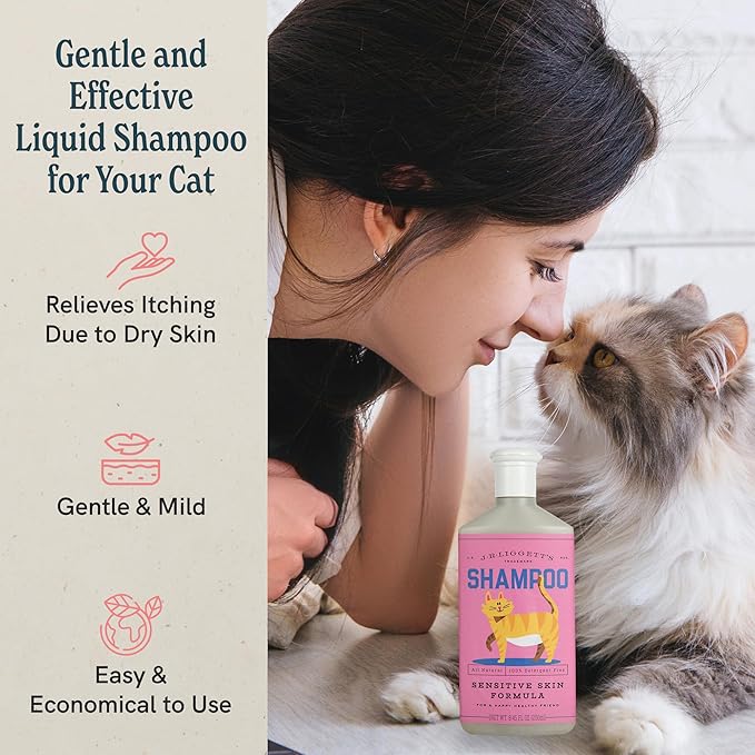 JR Liggett’s Natural Liquid Cat Shampoo for Sensitive Skin - 100% Detergent Free, Non-GMO & Biodegradable - Tear-Free, Hypoallergenic Formula Soothes Dry Itchy Skin - Safe for Puppies - 8.45 fl oz