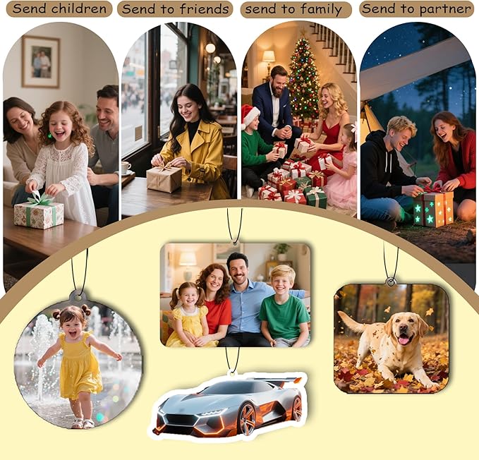 10-1000Pcs Custom Logo Car Air Fresheners Bulk, Custom Air Fresheners with Picture Double Sided, Personalized Air Freshener for Car, Suitable for Custom Gifts for Branding Business Events (Square)