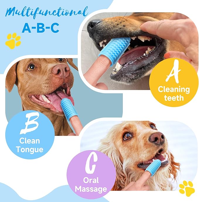 Dog Toothbrush,4-Pack Dog Tooth Brushing Kit,pet Toothbrush, Dog Finger Toothbrush for Dogs,Dog Teeth Cleaning,Combine with Dog Toothpaste for More Thorough Cleaning