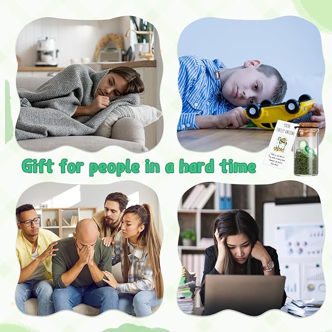 20 Sets Employee Appreciation Gifts Bulk Emotional Support Inspirational Mini Luminous Turtle Cards with Glass Bottle for Christmas Teacher Students Gift Classroom Party Favors