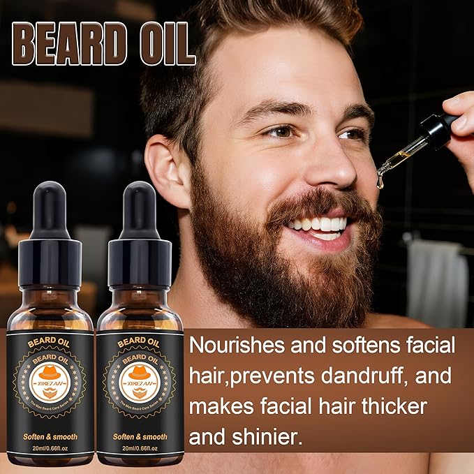 XIKEZAN Beard Kit for Mens Care & Grooming Sets with 2 Pack Beard Oils, Wash, Conditioner, Balm, Brush, Comb & Scissors, Birthday Gifts for Men Him,Valentines Christmas Gifts Mens Stocking Stuffers