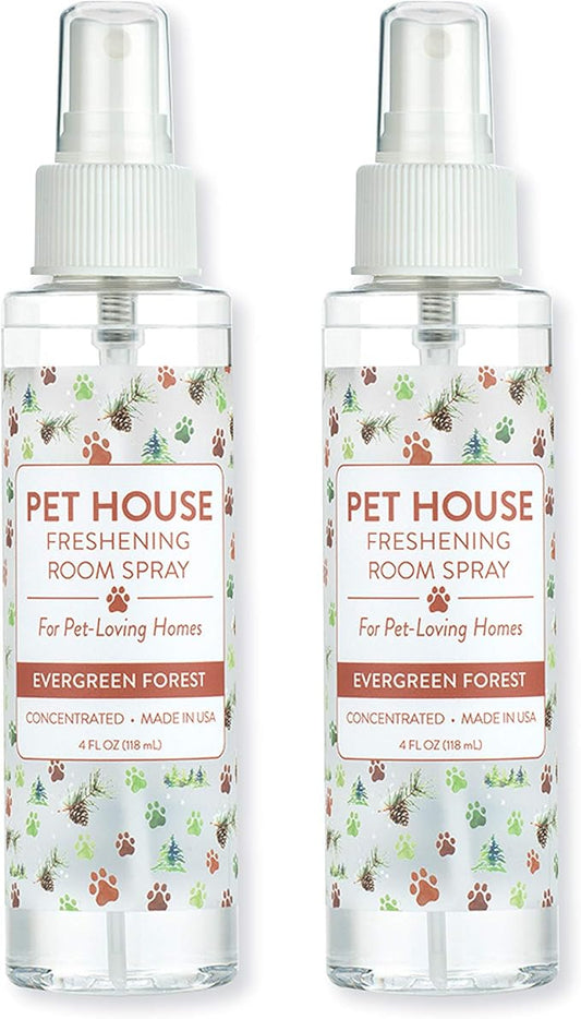 One Fur All Room Spray for Pet Odor, 4 OZ Concentrated Pet Friendly Air Freshener, Evergreen Forest Pack of 2