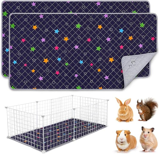 2 Pack Guinea Pig Bedding, Washable Guinea Pig Cage Liner Reusable Guinea Pig Mat Waterproof Guinea Pig Bedding for Cage, Super Absorbant Guinea Pig Pee Pads for Small Animals Hamster Rabbit Squirrel