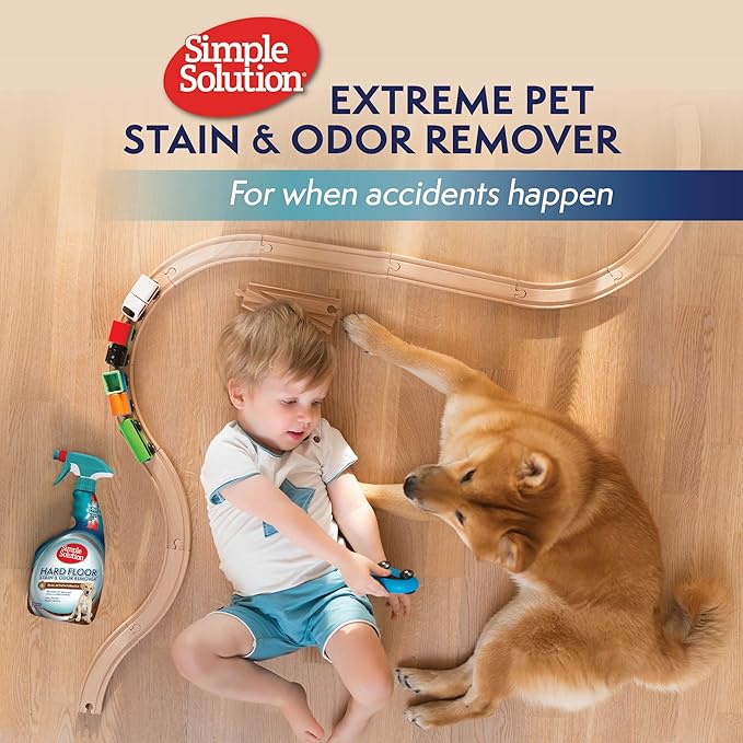 Simple Solution Extreme Pet Stain and Odor Eliminator, Enzyme Dog Urine Odor Neutralizer, Pet Carpet Stain Remover, Strong Pet Spray for Pee Cleaner Spot Treatment, Rug Deodorizer, 32 oz (Pack of 2)