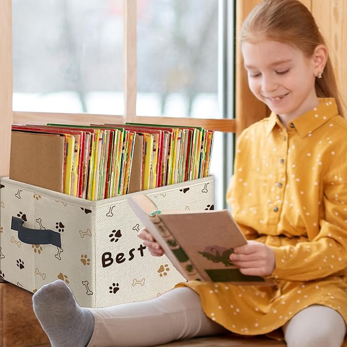 Best Buddy Dog Paw Foldable Storage Bins Box with Handles, Dog Lovers Owner Gifts, Pet Lover Gifts Collapsible Toys Books Clothes Organizer Basket for Bedroom Bathroom