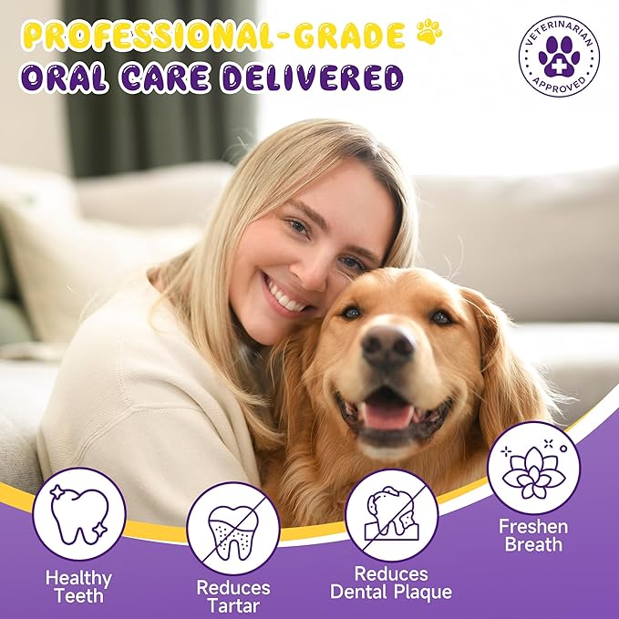Dog Teeth Cleaning Wipes for Bad Breath – 50 Pcs,Dental Wipes for Dogs & Cats to Remove Plaque, Tartar & Freshen Breath,No-Rinse Toothpaste Alternative,Gentle Gum Care for Puppy, Adult & Senior Pets