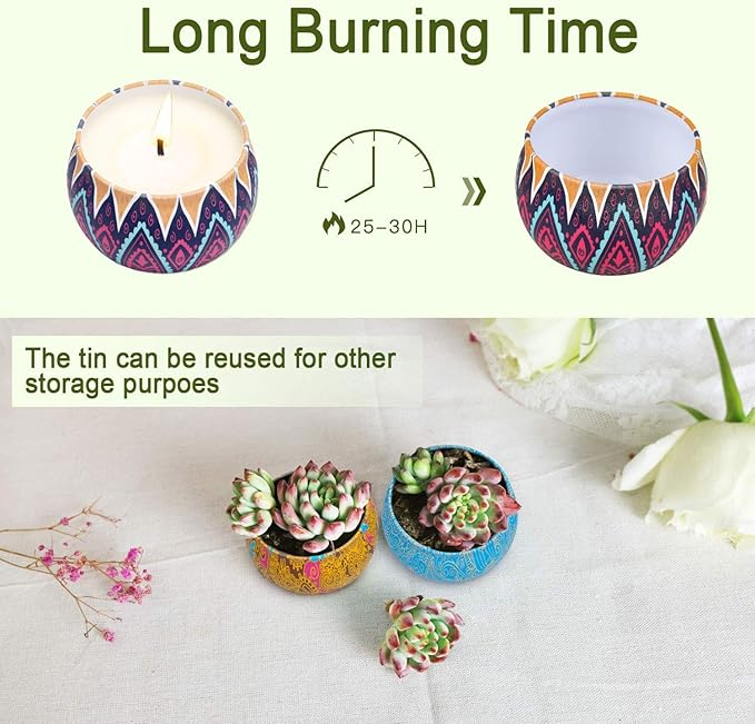 Scented Candles Gift Set, 8% Essential Oil, 4 Pack Aromatherapy Candle, Stress Relief Gifts for Women,120H Burning, Candles for Home Scented, Ideal for Birthday, Christmas, Thanksgiving, Mother's Day