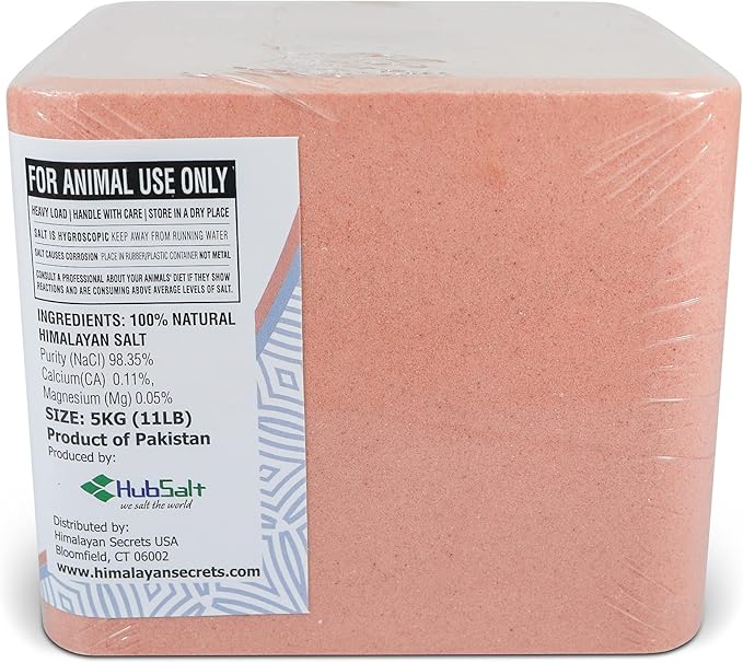 Himalayan Secrets Compressed Pink Salt Lick for Livestock and Wildlife Animals, Pure & Natural Feed Salt Block, Minerals & Trace Elements, No Additives, 11LB (5KG)