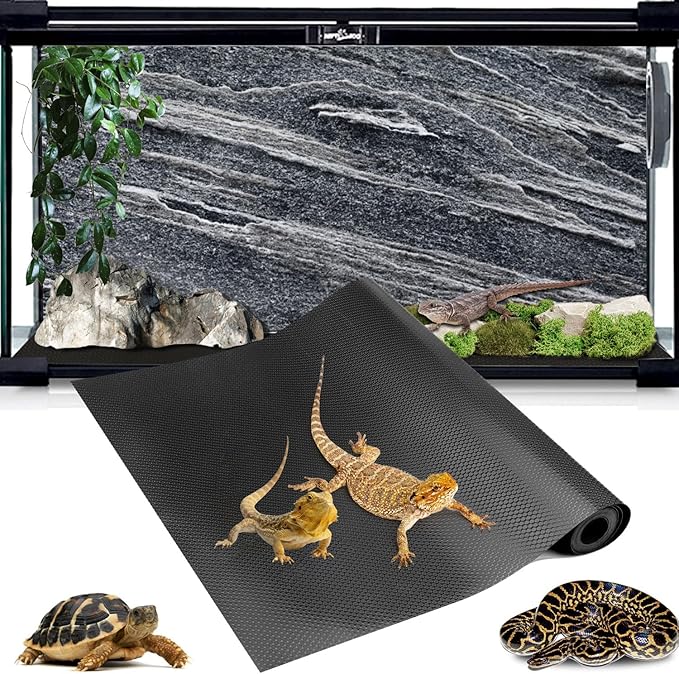 120 Gallon Reptile Terrarium Tank Mat Liner, 24 inch Wide Bearded Dragon Flooring Substrate for 4x2x2 Reptile Enclosure Liners Mat, Reptile Carpet Bedding for Leopard Gecko,Lizard, Black