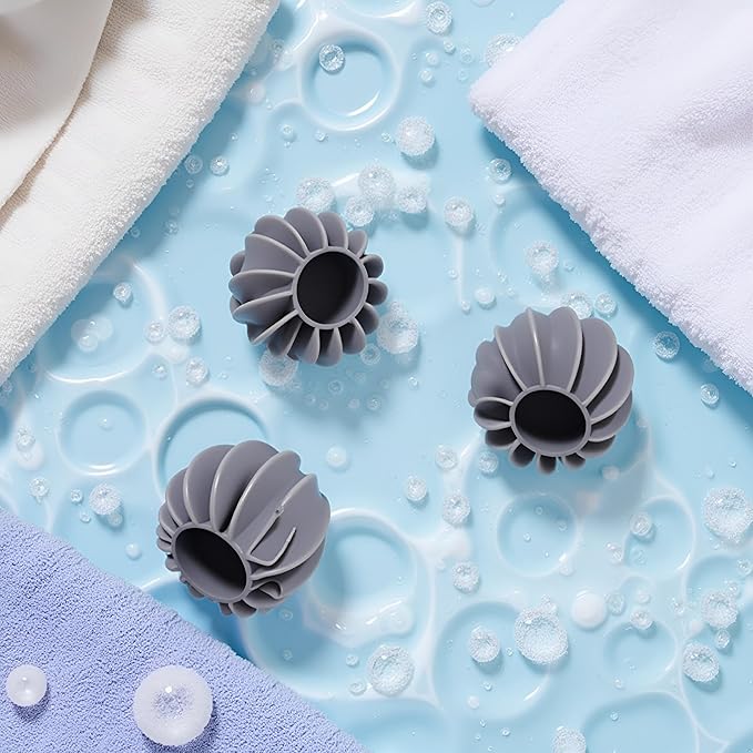 6Pcs Gray Laundry Ball Silicone Clothes Hair Cleaning Tool Pet Hair Remover Laundry Lint and Pet Hair Remover Balls for Reusable Cat Washing Hair Ball Catcher Laundry Machine Lint Removers