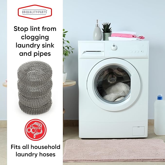 Washing Machine Lint Trap – Stainless Steel Hose Filter, Mesh Drain Catcher, Washer Sock Lint Remover, Rust-Free Snare Laundry Filter with Nylon Cable Ties, 29cmx6.5cm – 50-Pack