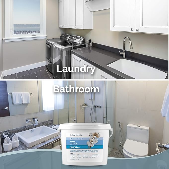 SMELLS BEGONE 1-Gallon Odor Absorber Gel - Air Freshener & Odor Eliminator for Homes, Garages & Commercial Buildings - Industrial Size - Fresh Cotton Scent