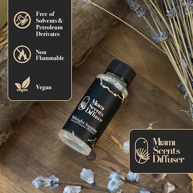 Midnight Sapphire Scent Inspired by The New York Palace Hotel 4 FlOz - 120ml Essential Oils Aroma for Home Office Diffuser Luxury Fragance Refill Aromatherapy Fresh Blend of Lavender, Vanilla & Almond