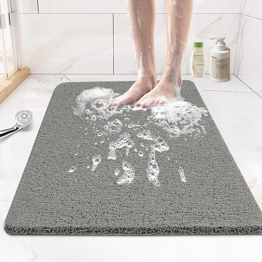 Joyhalo Bathtub Mat Non Slip, Bath Mat for Tub, Shower Mats for Inside Shower, 17x30 Inch, PVC Loofah Bathroom Mats for Wet Areas, Quick Drying, Grey