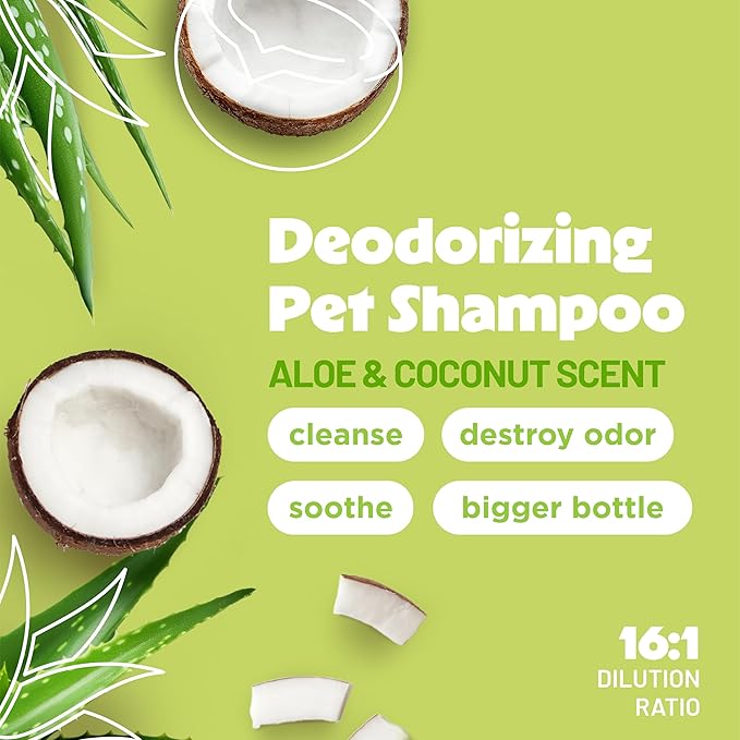 TropiClean Deodorizing Dog Shampoo for Smelly Dogs, Professional Dog Shampoo, Powerful Odor Control, Puppy Safe, Aloe & Coconut Scent, 2.5 Gallon