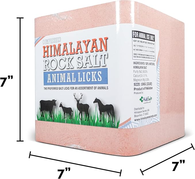 Himalayan Secrets Compressed Pink Salt Lick for Livestock and Wildlife Animals, Pure & Natural Feed Salt Block, Minerals & Trace Elements, No Additives, 22LB (10KG)