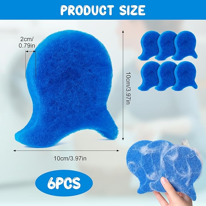 6PCS Pet Hair Remover for Laundry, Reusable Cat & Dog Hair Remover for Laundry, Washing Machine Pet Hair Catcher, Lint Fur Catcher Tool for Washer Floor Sofa Bedding Clothes