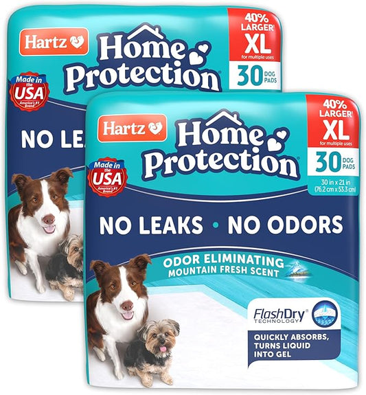 Hartz Home Protection Mountain Fresh Scented Dog Pads, XL 60 Count, Super Absorbent & Won't Leak, Odor Eliminating