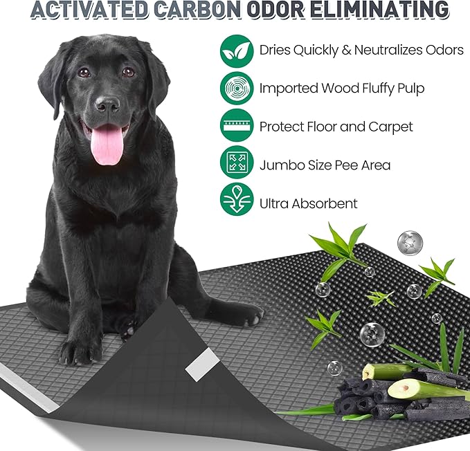 37"x54" Activated Charcoal Dog Pee Pads - 50 Count,Extra Large,Super Absorbent,Leakproof,Long-Lasting Odor Control-Essential pet Training Pads for Large Dogs